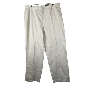 Greg Norman Mens 38x32 Khaki Cotton Golf Pants Flat Front Resort Vacation NWT